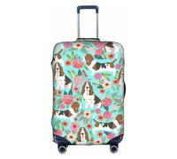 Cchgkpd Sweet Basset Hound Housse de bagage élastique lavable avec imprimé floral pour valises de 45,7 à 81,3 cm, blanc, S