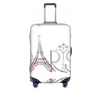 Cchgkpd Tour Eiffel avec Paris Couple Trip Fleurs Imprimé Floral Personnalisé Élastique Lavable Housse de Bagage pour Valises de 45,7 à 81,3 cm, blanc, S