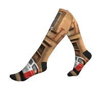 cchgnm Belles chaussettes de compression unisexes imprimées italiennes, douces et anti-humidité, adaptées pour la course, les voyages, la randonnée, 2 Noir-2, Taille unique