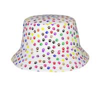 cchgnm Chapeau bob imprimé empreintes de pattes, chapeau de soleil, chapeau de plage à bords larges, adapté pour la pêche, la randonnée, les vacances en plein air Noir