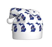 cchgnm Chapeau de Père Noël classique imprimé drapeau de l'État du Michigan, accessoires de costume de fête d'acteur, utilisé pour le Nouvel An, les fêtes de fin d'année, intérieur et extérieur