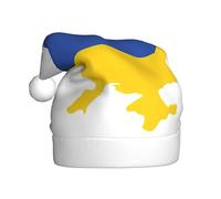 cchgnm Chapeau de Père Noël classique imprimé drapeau de l'Ukraine, accessoire de costume de fête de l'Ukraine, utilisé pour le Nouvel An, les fêtes de fin d'année, l'intérieur et l'extérieur