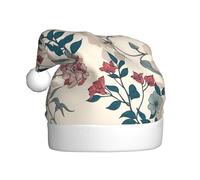 cchgnm Chapeau de Père Noël classique imprimé fleurs roses et feuilles, accessoires de costume de fête, utilisé pour le Nouvel An, les fêtes de fin d'année, intérieur et extérieur