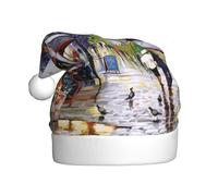cchgnm Chapeau de Père Noël classique imprimé Paris Street Scène Tour Eiffel Accessoires de costume de fête d'acteur, utilisé pour le Nouvel An, les vacances, l'intérieur et l'extérieur