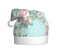 cchgnm Chapeau de Père Noël classique imprimé roses roses, accessoires de costume de fête, utilisé pour le Nouvel An, les fêtes de fin d'année, intérieur et extérieur
