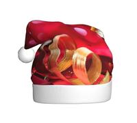 cchgnm Chapeau de Père Noël classique imprimé vin et roses rouges, accessoires de costume de fête, utilisé pour le Nouvel An, les fêtes de fin d'année, intérieur et extérieur