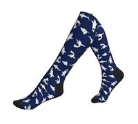 cchgnm Chaussettes de compression unisexes à motif requin avec différents gestes imprimés, douces et évacuant l'humidité, adaptées pour la course, les voyages, la randonnée, 2 Noir-2, Taille unique