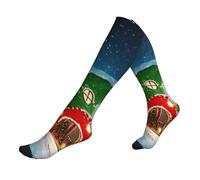 cchgnm Elfs House Print Chaussettes de compression unisexes, douces et anti-humidité, adaptées pour la course, les voyages, la randonnée, 1 noir, Taille unique