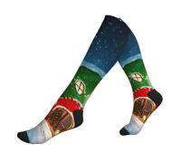 cchgnm Elfs House Print Chaussettes de compression unisexes, douces et anti-humidité, adaptées pour la course, les voyages, la randonnée, 2 Noir-2, Taille unique