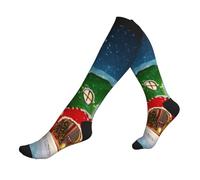 cchgnm Elfs House Print Chaussettes de compression unisexes, douces et anti-humidité, adaptées pour la course, les voyages, la randonnée, 3 noir, Taille unique