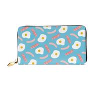 cchgnm Hot Dog Egg Pattern Print Classic Leather Long Clutch Wallet,Stylish Men Sand Women Wallet with Zipper and Multiple Card Slots