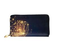 cchgnm Note de musique dorée avec imprimé étoile brillante tombé classique en cuir, portefeuille élégant pour homme et femme avec fermeture éclair et plusieurs emplacements pour cartes.