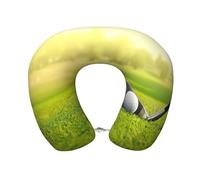cchgnm Oreiller de voyage en mousse à mémoire de forme imprimé herbe de golf, oreiller portable pour hôtels, camping, personnes dormant sur le côté et sur le dos