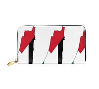 cchgnm Portefeuille classique en cuir avec imprimé carte de Palestine, portefeuille élégant pour homme et femme avec fermeture éclair et plusieurs emplacements pour cartes.