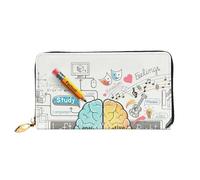 cchgnm Portefeuille long classique en cuir imprimé cerveau humain, portefeuille élégant pour homme et femme avec fermeture éclair et plusieurs emplacements pour cartes.
