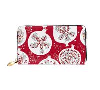 cchgnm Portefeuille long classique en cuir imprimé grenade avec fermeture éclair et plusieurs emplacements pour cartes.