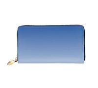 cchgnm Portefeuille long classique en cuir texturé avec imprimé bleu ombré, portefeuille élégant pour homme et femme avec fermeture éclair et plusieurs emplacements pour cartes.