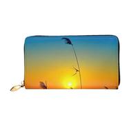 cchgnm Reeds by The River Print Classic Leather Long Clutch Wallet,Stylish Men Sand Women's Wallet with Zipper and Multiple Card Slots