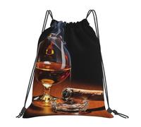 cchgnm Sac de sport léger et pliable avec cordon de serrage imprimé cigare et whisky, sac de rangement multifonction pour le sport, le yoga, le voyage
