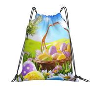 cchgnm Sac de sport léger et pliable avec cordon de serrage imprimé Happy Easter - Sac de rangement multifonction pour le sport, le yoga, le voyage