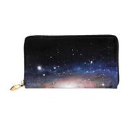 cchgnm Starry Sky Universe Space Print Classic Leather Long Clutch Wallet,Stylish Men Sand Women Wallet with Zipper and Multiple Card Slots