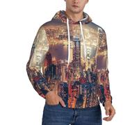 cchgnm Sweat à capuche en polaire imprimé Hong Kong pour hommes, sweat à capuche décontracté à manches longues, Noir , 3XL