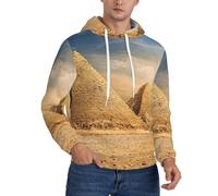 cchgnm Sweat à capuche en polaire imprimé pyramide égyptienne dans le désert pour hommes, sweat à capuche décontracté à manches longues, Noir , 3XL