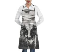 cchgnm Tablier de chef avec poches pour adulte, imprimé vache noire et blanche, tablier de chef avec poches, convient pour la cuisine, le restaurant, le barbecue