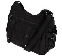 CChristian Wippermann Sac à bandoulière en toile de qualité supérieure pour femme - 32 x 26 x 13 cm - Grand compartiment avant et arrière - Lavable à 30 °C - Grand sac à bandoulière en tissu pour