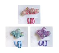 ccHuDE Lot de 3 paires d'élastiques à cheveux colorés en acrylique pour queue de cheval avec boules pour petites filles