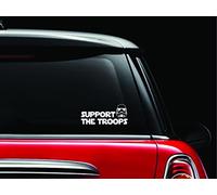 CCI Creative Concept Ideas CCI1152 Autocollant en vinyle avec inscription « Support The Troops » Motif Star Wars Storm Trooper Pour voitures, camions, camionnettes, murs et ordinateurs portables Blanc