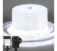 CCILAND COB bande LED 15 m blanc 6500K, bande LED 24V variable avec minuterie étanche, ruban LED flexible autocollant pour la maison, cuisine, décoration intérieure/extérieure DIY