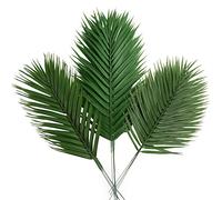 CCINEE Lot de 12 Feuilles de Palmier artificielles, Tailles Assorties, Fausses Grandes Feuilles de Palmier Tropicales artificielles avec tiges pour la Maison, la fête hawaïenne, Luau, la Jungle, la