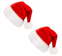 CCINEE Lot de 2 chapeaux de Père Noël pour enfants, chapeaux de Père Noël en velours et peluche rouge pour décoration de la maison et fournitures de fête