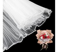 CCINEE Lot de 2 rouleaux de papier d'emballage de fleurs de 4 m de long - Fil ondulé et ondulé - Papier d'emballage de fleurs coréen pour loisirs créatifs, mariage - Fournitures de fleuriste (8 m au