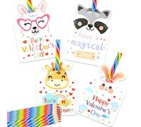 CCINEE Lot de 24 cartes de Saint-Valentin avec crayons arc-en-ciel pour enfants, carte de Saint-Valentin licorne avec 24 crayons pour la Saint-Valentin, les cadeaux de fête, les prix d'échange en classe
