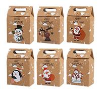 Ccinee Lot de 24 sachets cadeaux en papier kraft avec étiquettes pour fête de Noël