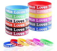 CCINEE Lot de 36 bracelets colorés en silicone avec inscription « Jesus Loves You » - Bracelets inspirants pour hommes, femmes, enfants