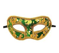 Ccipotatoo Masque vénitien pour homme et femme - Style vintage - Pour Halloween - Carnaval - Plume noire - Masque corbeau avec strass et métal - Filigrane - Boule vénitienne de Colombina (vert)