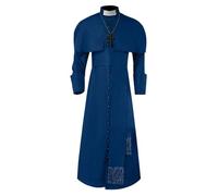 Ccipotatoo Robe cardigan pour homme - Manteau punk gothique - Costume d'église - Costume de prêcheur pour cosplay, costume d'Halloween pour adultes, bleu, M