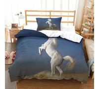 CCIZFMQ Cheval Blanc Parure De Lit 3 Pièces Microfibre 3D Imprimé Desert Housse De Couette, Taie d'oreiller Décoration Chambre Moderne Single(135x200cm)