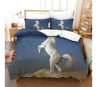 CCIZFMQ Cheval Blanc Parure De Lit 3D Imprimé Microfibre 3 Pièces Desert Housse De Couette pour Filles, Garçons, Décoration Chambre Moderne King(220x240cm)
