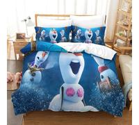 CCIZFMQ Congelé Housse De Couette Microfibre 3D Imprimé Olaf avec Fermeture Éclair Parure De Lit 3 Pièces pour Ados Adultes Décoration Élégante Single（140x200cm）