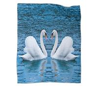 CCIZFMQ Cygne Blanc Impression 3D Surface d'eau Bleue Couverture Literie Peluche Cadeau Super Douce Et Douillette Lit en Microfibre pour Garçons Et Filles pour Enfant 80x90inch(200x230cm)