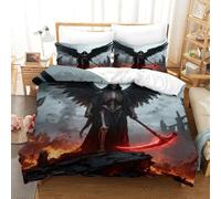 CCIZFMQ Grim Reaper Housse De Couette Microfibre 3D Aile Noire Imprimé Parure De Lit 3 Pièces pour Filles Garçons Couples Décoration Chambre À Coucher Double（200x200cm）
