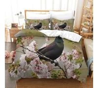 CCIZFMQ Mock Oriole Parure De Lit 3D Imprimé Microfibre 3 Pièces Cherry Blossom Housse De Couette avec Fermeture Éclair, Décoration Chambre Moderne Double（200x200cm）
