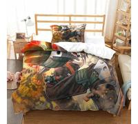 CCIZFMQ My Hero Académie Housse De Couette 3D Imprimé Microfibre Katsuki Bakugo avec Fermeture Éclair, Parure De Lit 3 Pièces pour Enfants, Ados, Adultes Single(135x200cm)