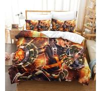 CCIZFMQ My Hero Académie Parure De Lit 3 Pièces Microfibre 3D Imprimé Katsuki Bakugo Housse De Couette, Taie d'oreiller, Décoration Chambre À Coucher Moderne Super King(260x220cm)