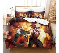 CCIZFMQ My Hero Académie Parure De Lit 3D Imprimé Microfibre 3 Pièces Katsuki Bakugo Housse De Couette pour Filles, Garçons, Décoration Chambre Moderne Super King(260x220cm)