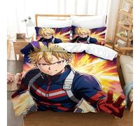 CCIZFMQ My Hero Académie Parure De Lit 3D Imprimé Microfibre 3 Pièces Katsuki Bakugo Housse De Couette pour Enfants Ados Adultes Décoration Chambre À Coucher Double(200x200cm)